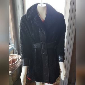 Vintage leather and curly lamb coat
